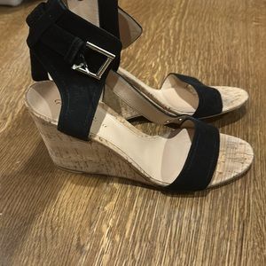 Gianvito Rossi Black Suede Open Toe Cork Wedges/Sandals/Shoes EUR 40